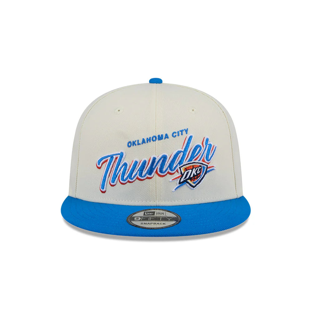 Oklahoma City Thunder Hat - Script Chrome White OTC 2-Tone NBA 9Fifty Snapback Cap - New Era